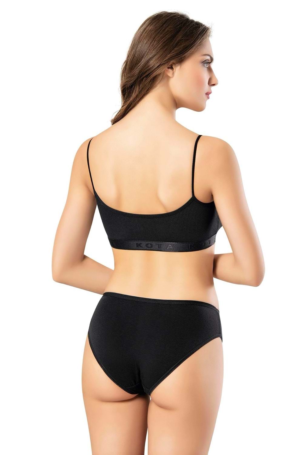 Kadın Likralı Pedli Büstiyer Siyah