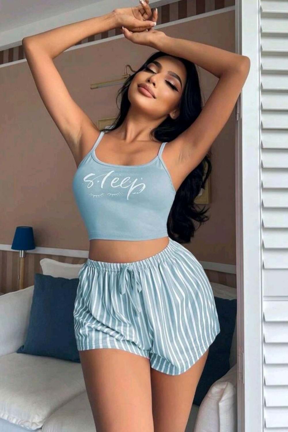 Kadın Şort Takım Mavi