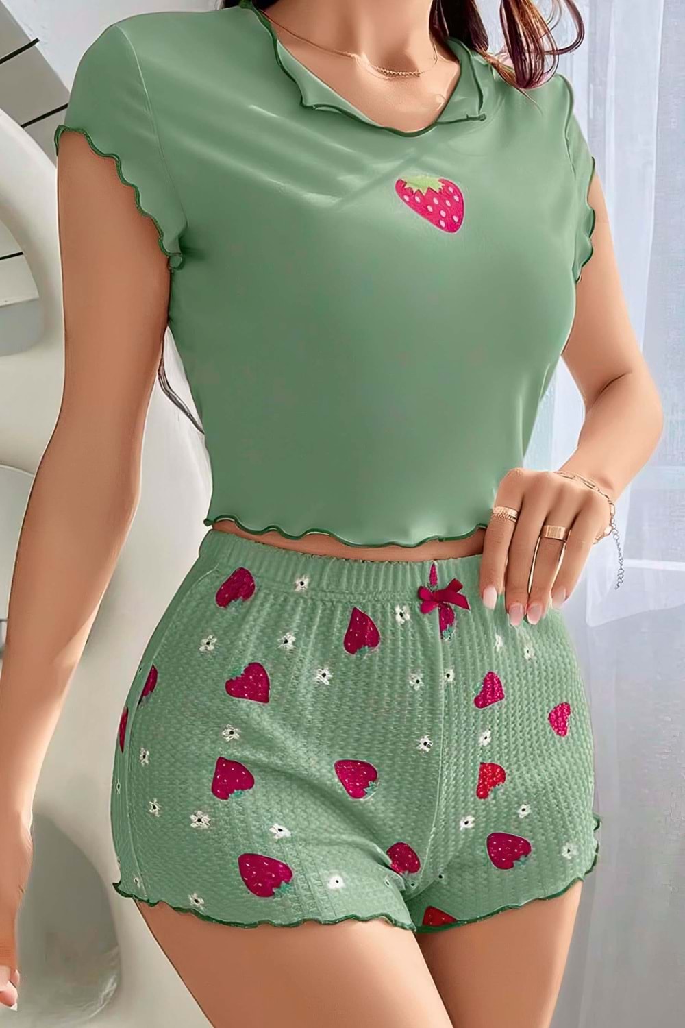 Kadın Şort Takım Yeşil