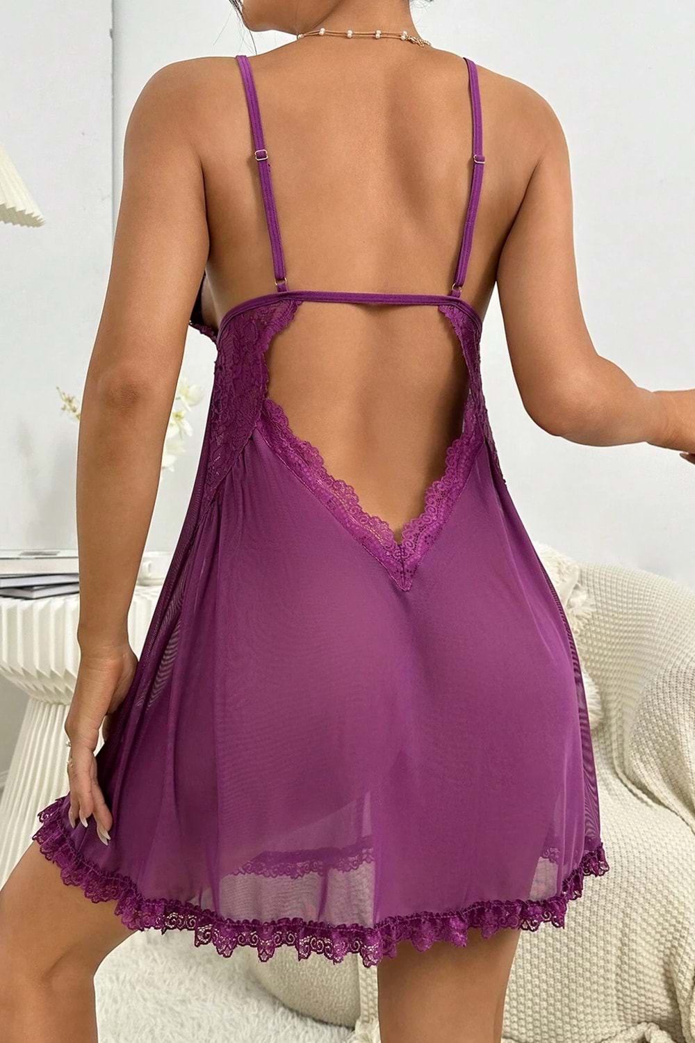 Kadın Fantezi Elbise Takım Mor