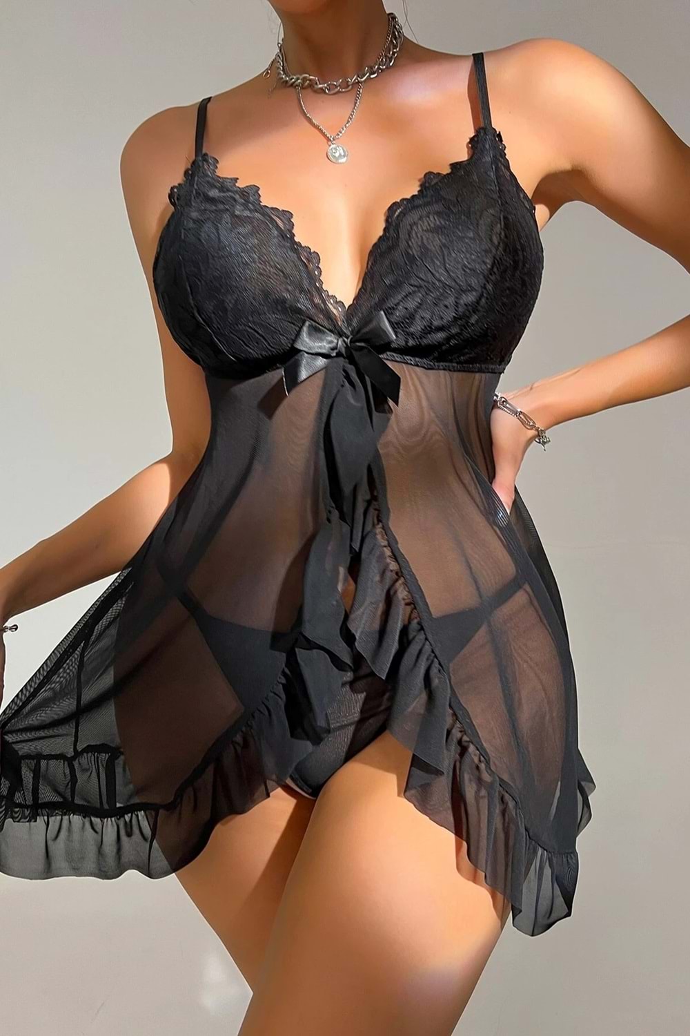 Kadın Fantezi Elbise Takım Siyah