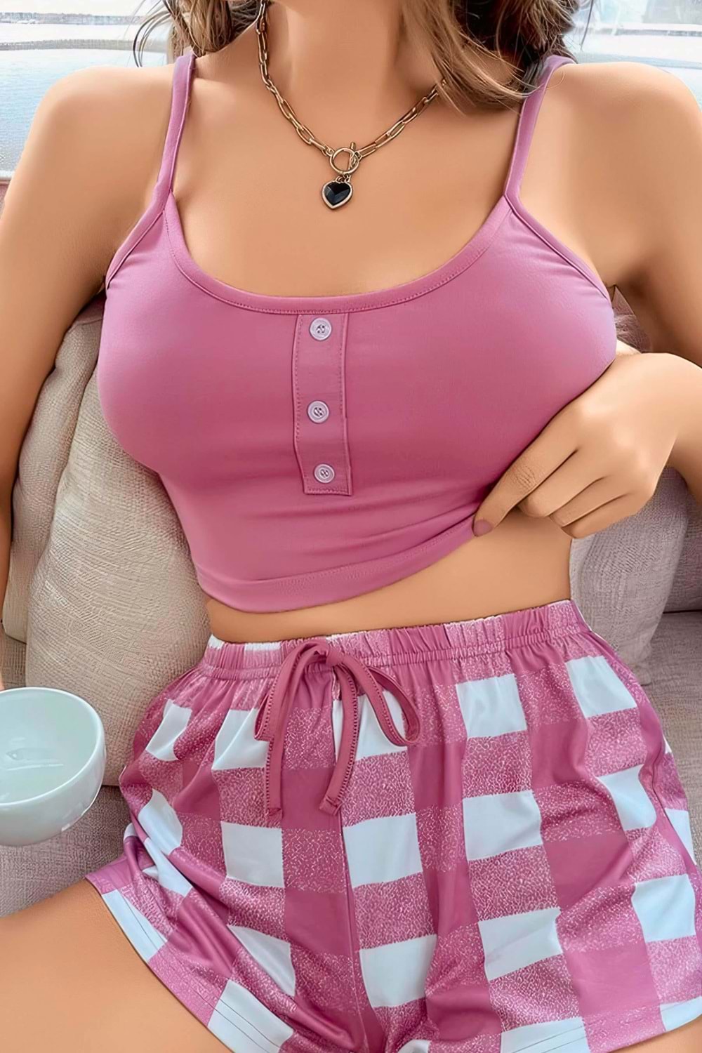 Kadın Şort Takım Pembe