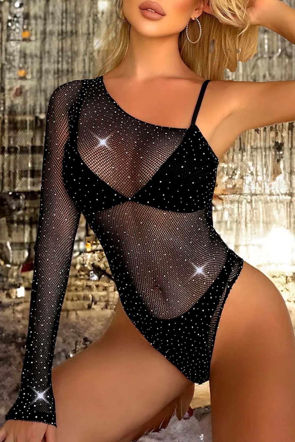 Kadın Fantezi Vücut Çorabı Siyah