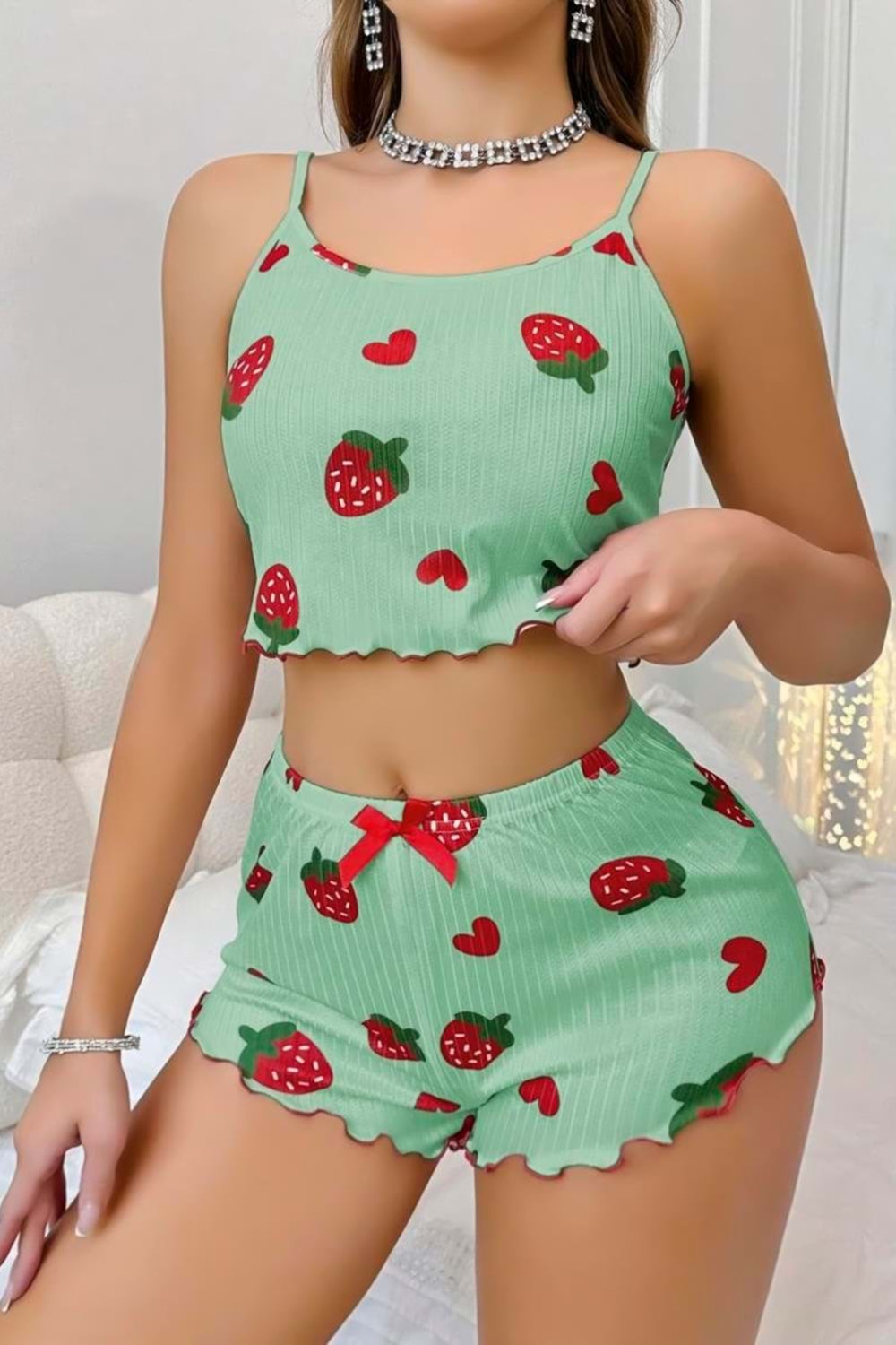 Kadın Şort Takım Yeşil