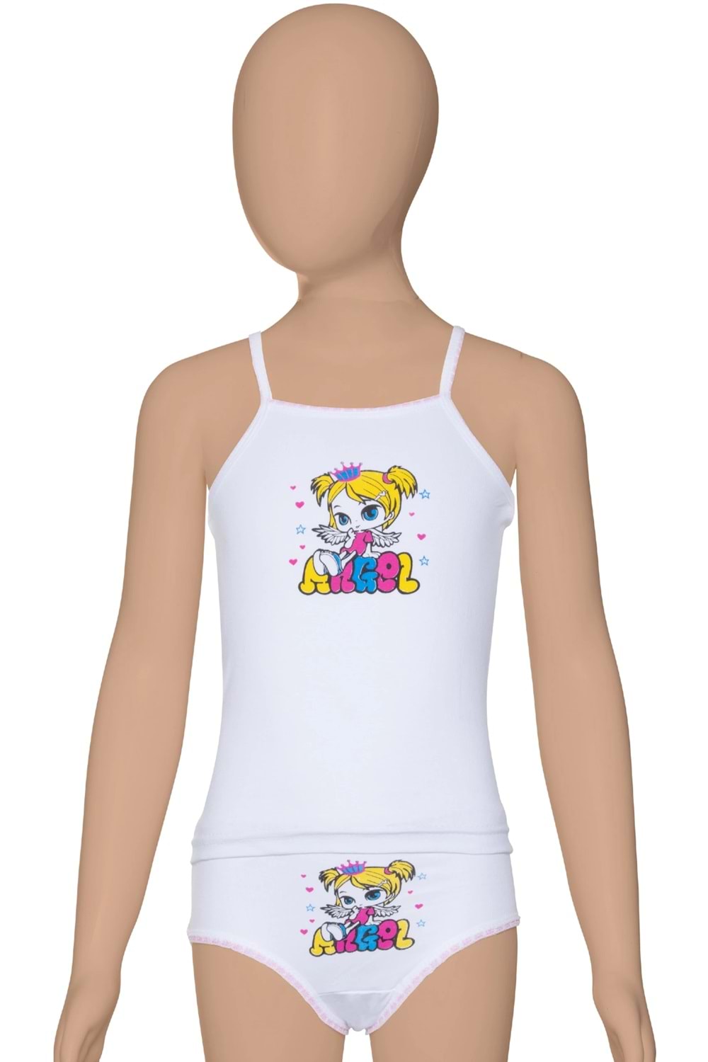 Kız Çocuk Penye Atlet Külot Takım Beyaz