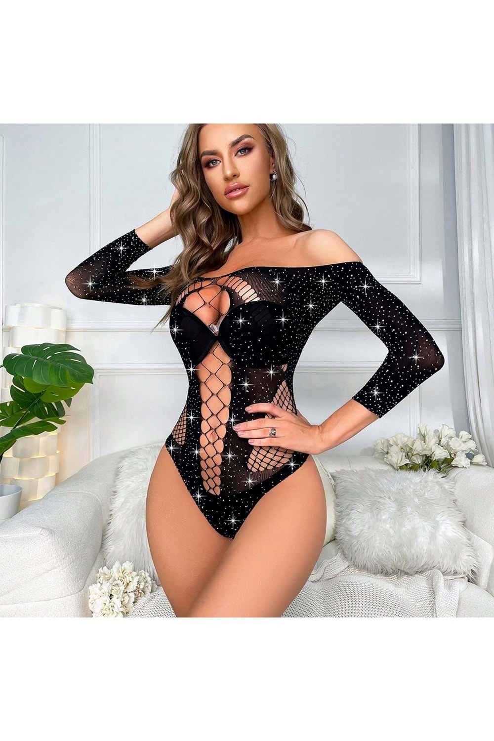 Kadın Fantezi Vücut Çorabı Siyah