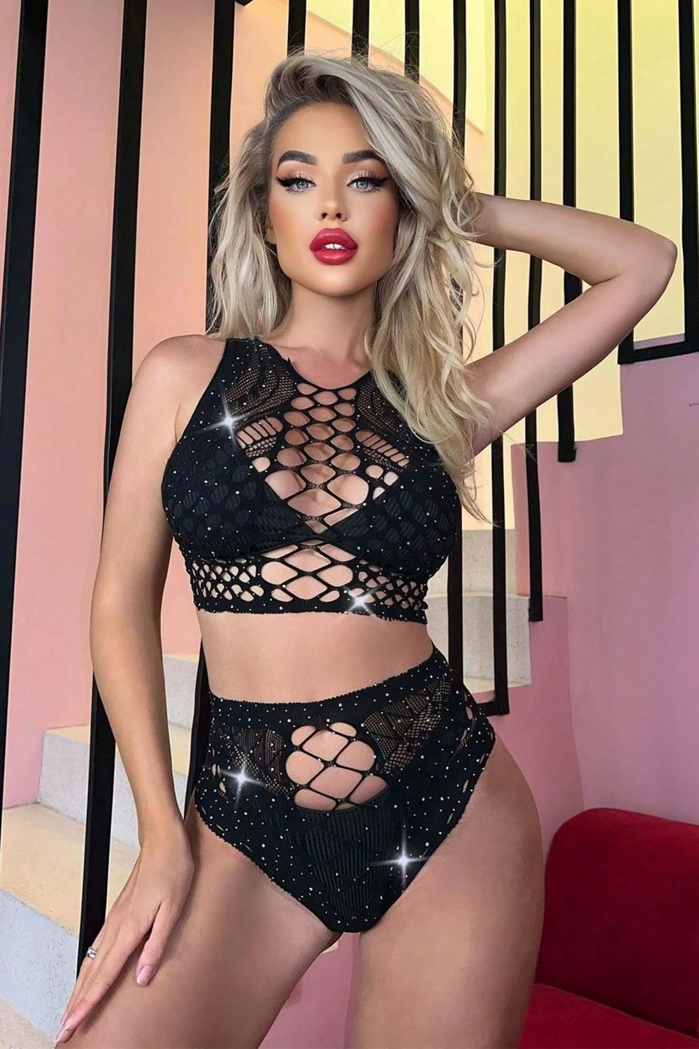 Kadın Fantezi Vücut Çorabı Siyah