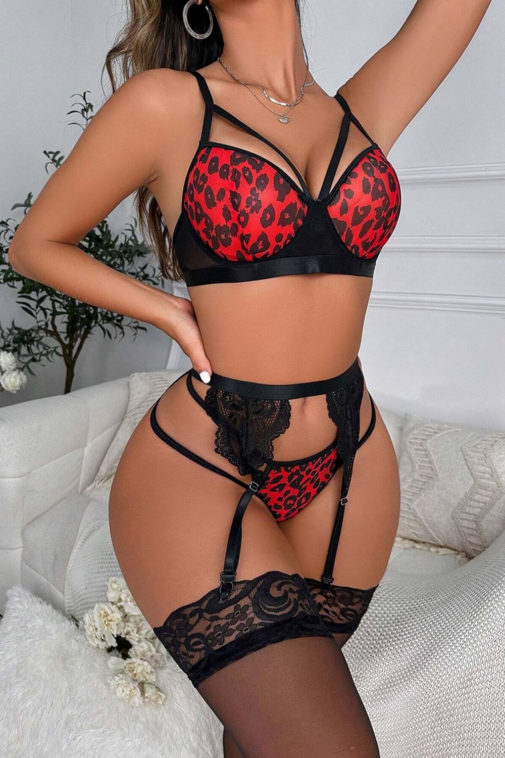 Kadın Fantezi Jartiyer Takım Siyah