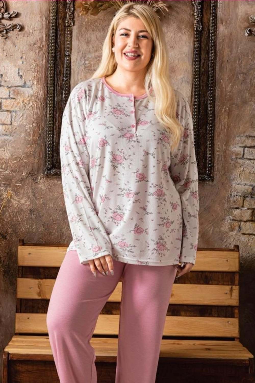 Kadın Bambu İnterlok Pijama Takım Ekru