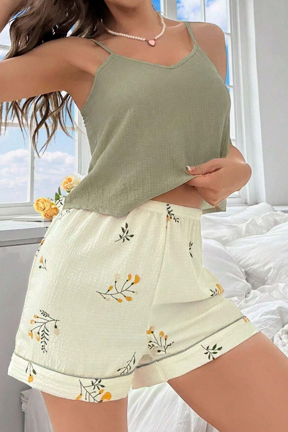 Kadın Şort Takım Yeşil