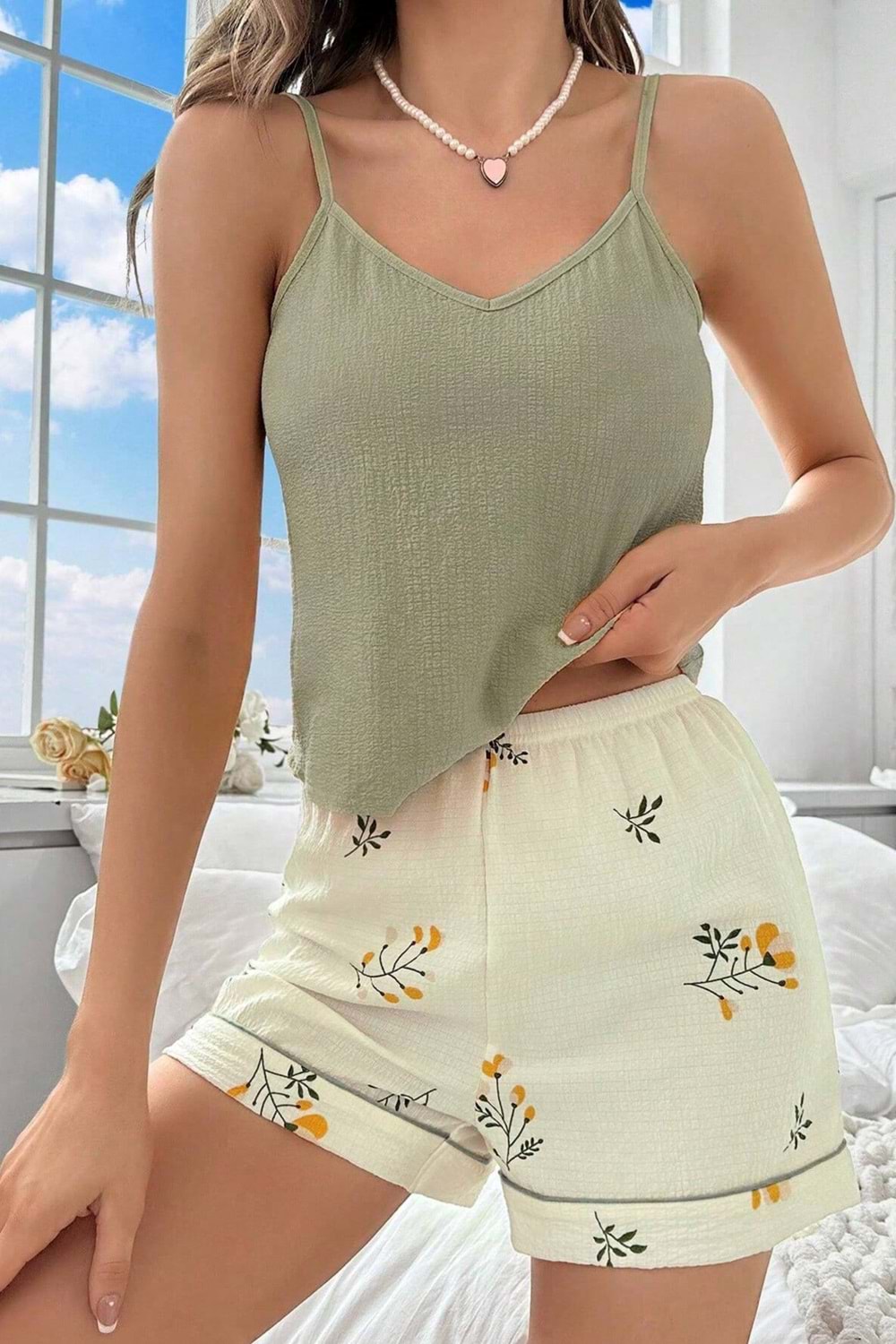 Kadın Şort Takım Yeşil