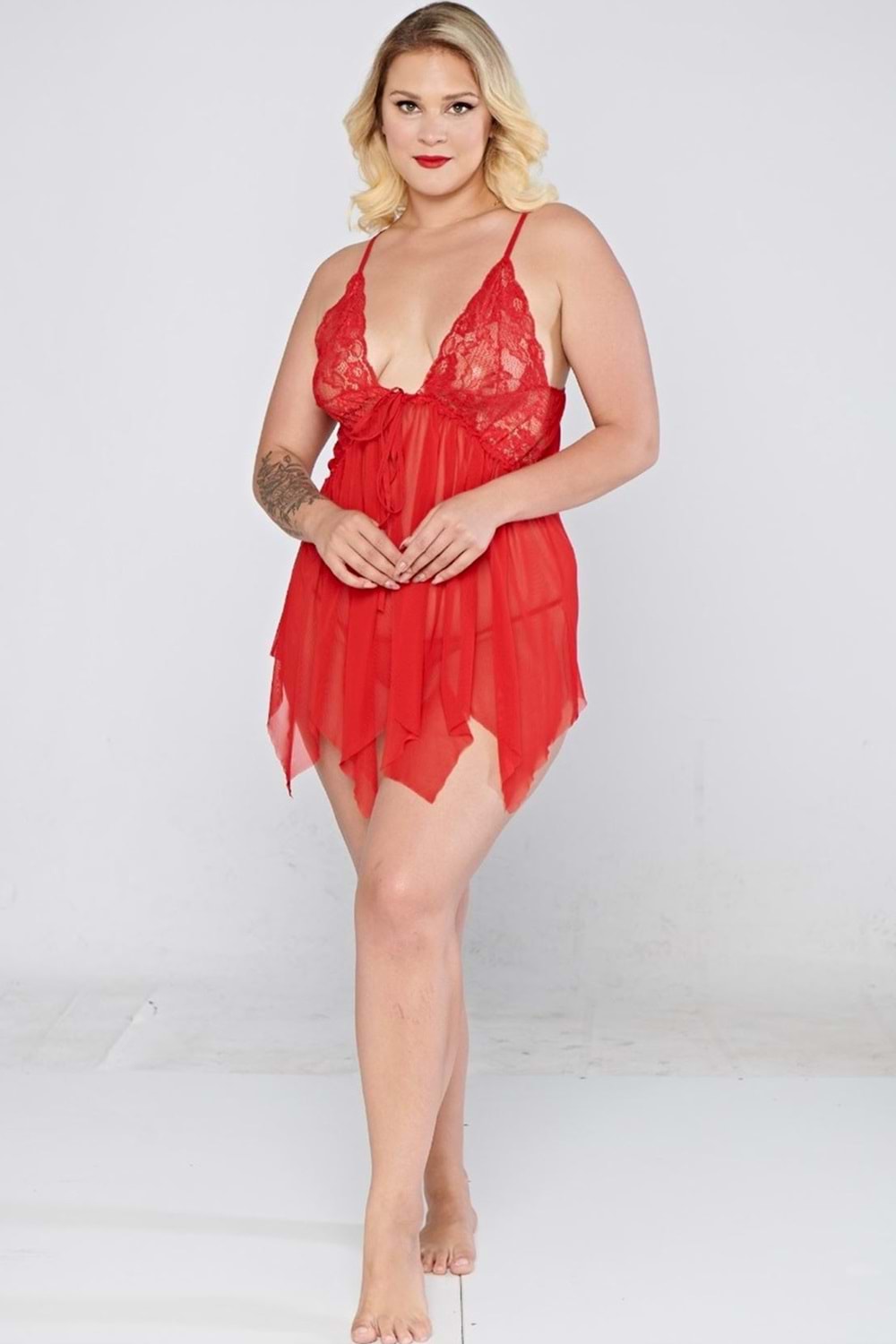 Kadın Fantezi Elbise Takım Kırmızı