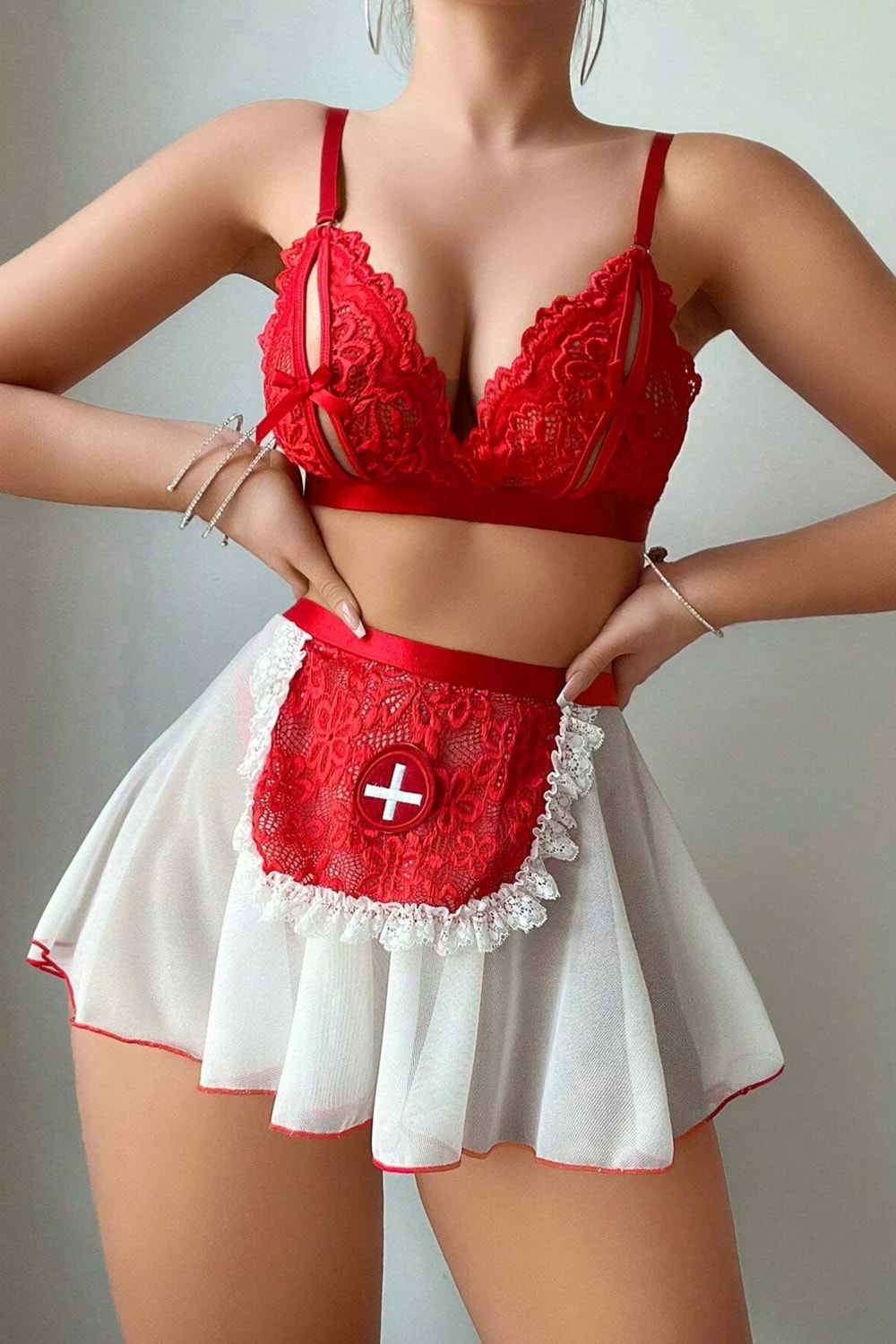 Kadın Fantezi Kostüm Takım Kırmızı