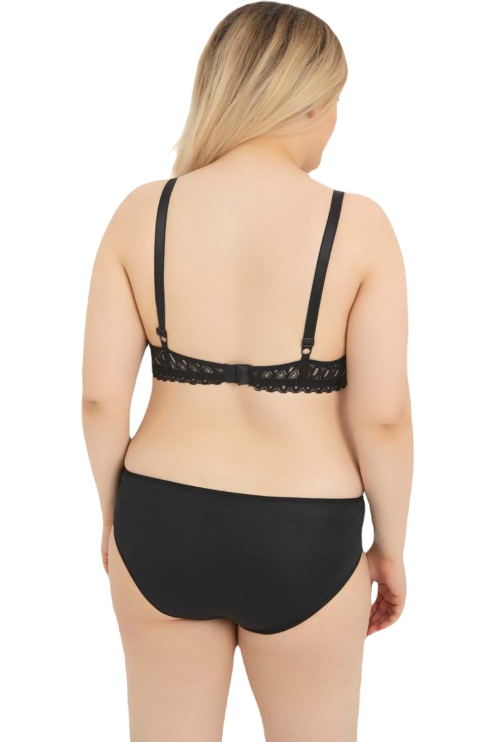 Kadın C Kalıp Dantelli Sütyen Takım Siyah