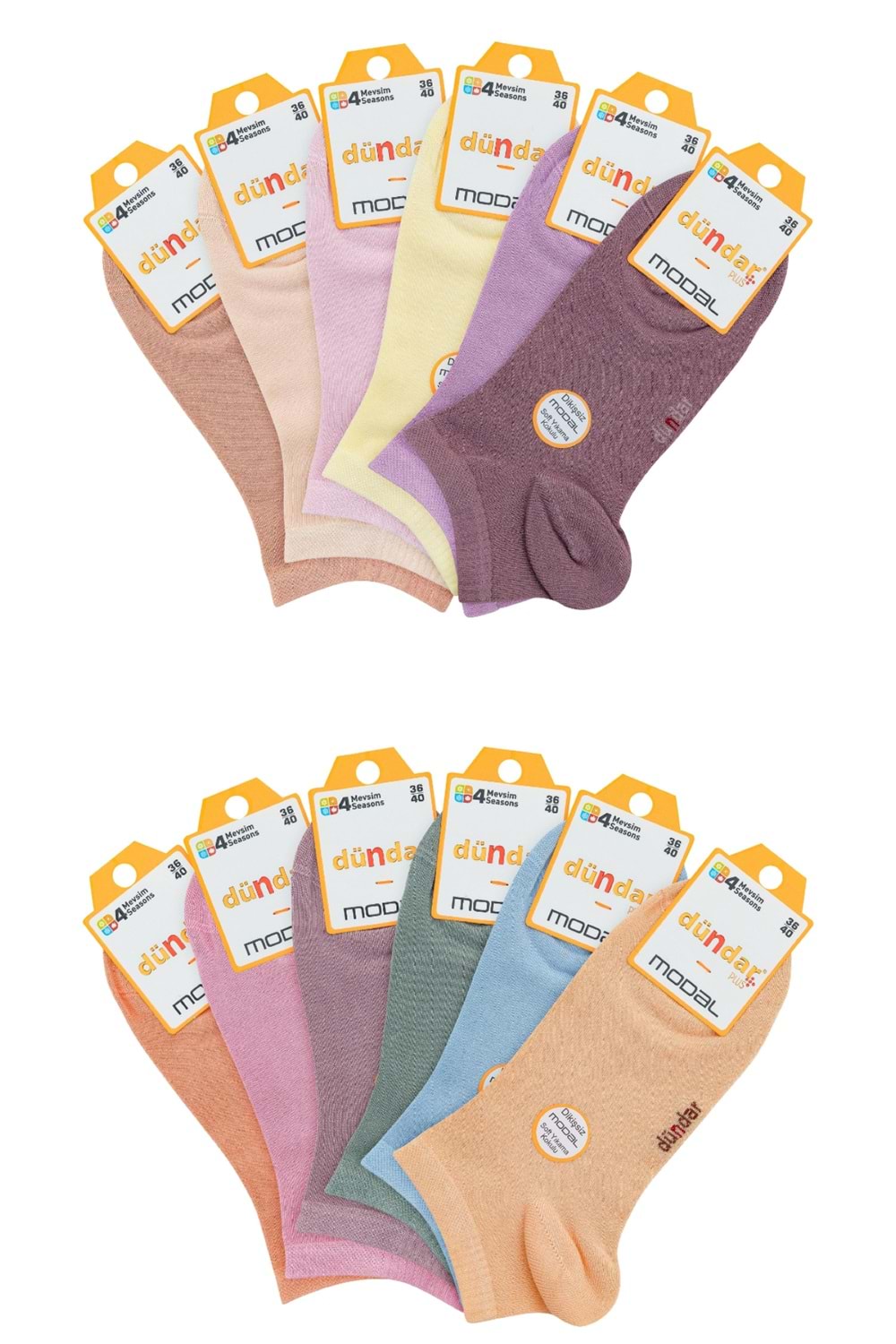 Kadın Modal Patik Çorap Açık Asorti