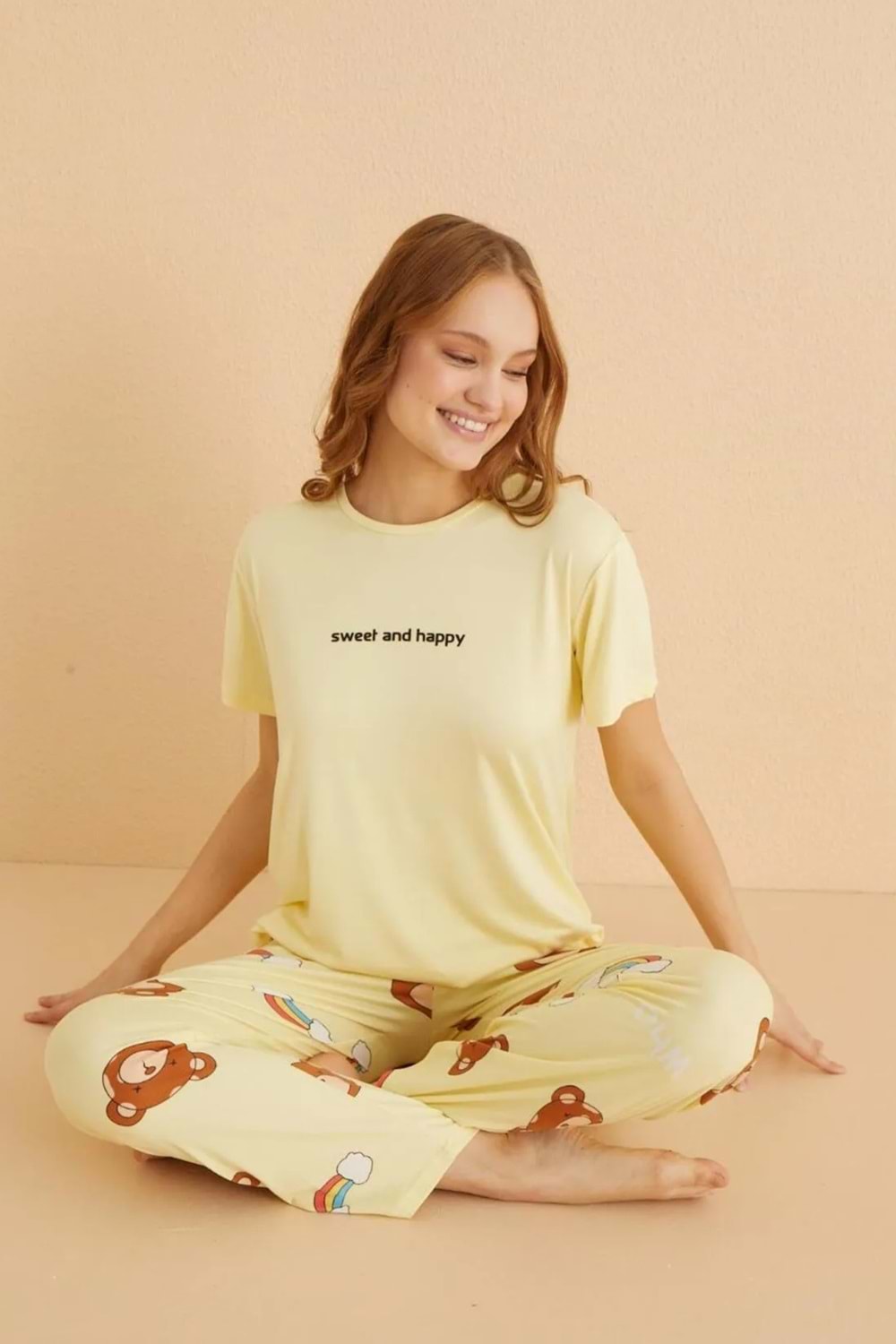 Kadın Pijama Takım Sarı