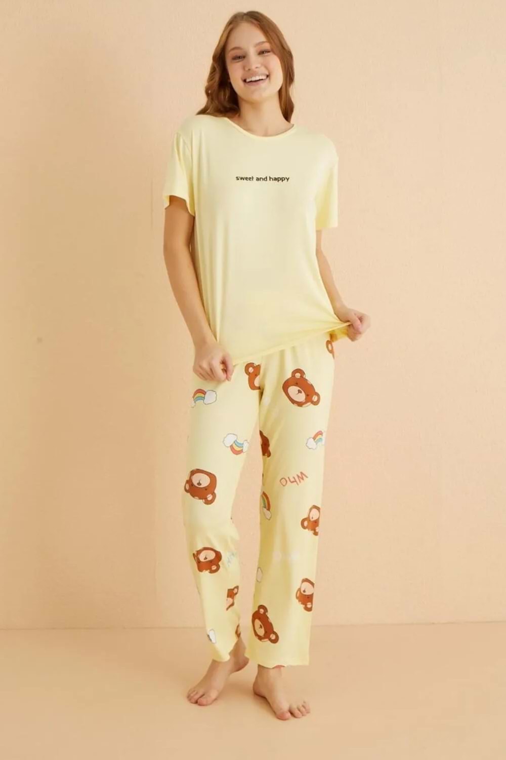 Kadın Pijama Takım Sarı