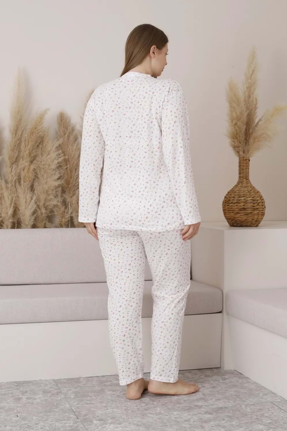 Kadın Pamuk Pijama Takım Beyaz