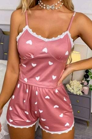 Kadın Şort Takım Pudra