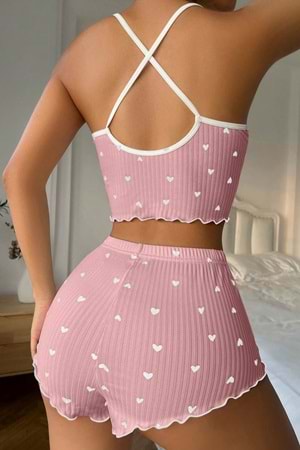 Kadın Şort Takım Pudra