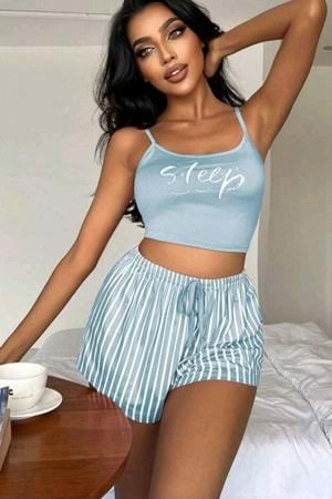 Kadın Şort Takım Mavi