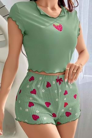 Kadın Şort Takım Yeşil