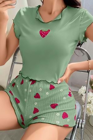 Kadın Şort Takım Yeşil