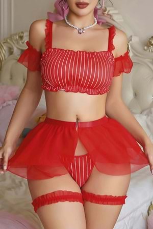 Kadın Fantezi Kostüm Takım Kırmızı