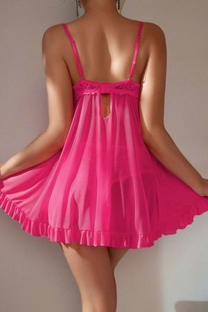 Kadın Fantezi Elbise Takım Fuşya