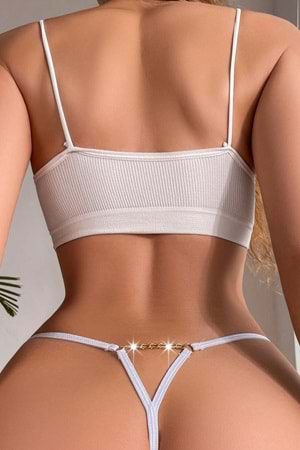 Kadın Fantezi Tanga Beyaz