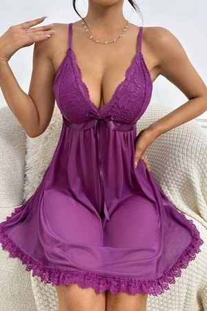 Kadın Fantezi Elbise Takım Mor