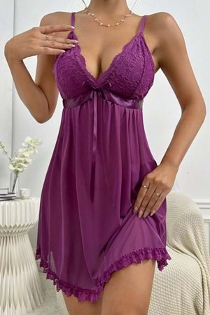 Kadın Fantezi Elbise Takım Mor