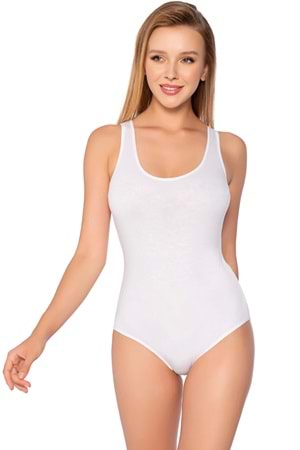 Kadın Likralı Agraflı Body Beyaz