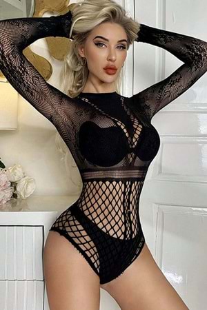 Kadın Fantezi Vücut Çorabı Siyah