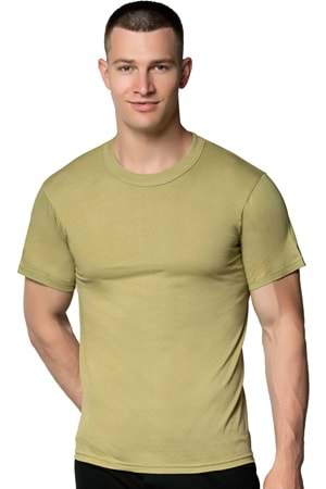 Erkek Penye Sıfır Yaka Fanila Askeri Yeşil