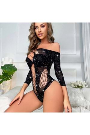 Kadın Fantezi Vücut Çorabı Siyah