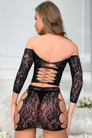 Kadın Fantezi Vücut Çorabı Siyah