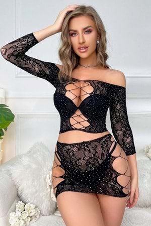 Kadın Fantezi Vücut Çorabı Siyah