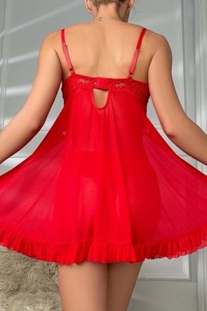 Kadın Fantezi Elbise Takım Kırmızı