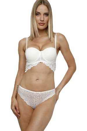 Kadın Destekli Helena Sütyen Takım Ekru