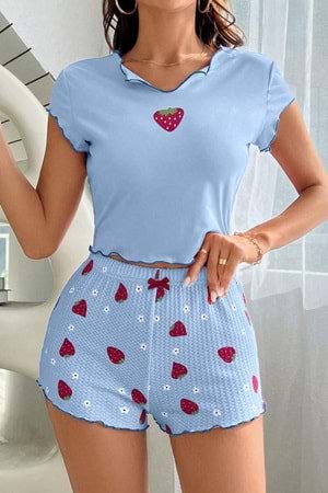 Kadın Şort Takım Mavi