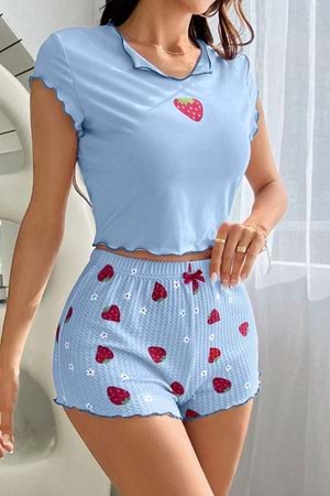 Kadın Şort Takım Mavi