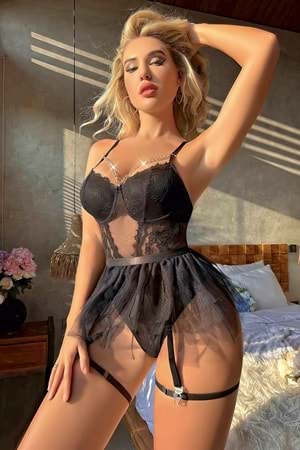 Kadın Fantezi Jartiyer Takım Siyah