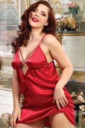 Kadın Saten İp Askılı Elbise Gecelik Bordo