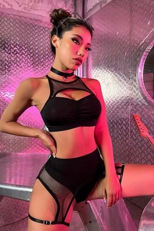 Kadın Fantezi Jartiyer Takım Siyah