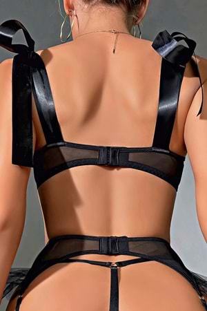 Kadın Fantezi Jartiyer Takım Siyah