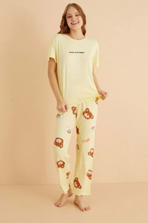 Kadın Pijama Takım Sarı