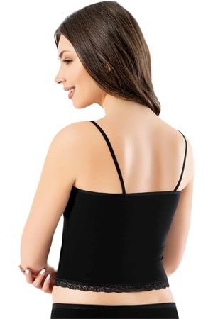 Kadın Likralı İp Askılı Krop