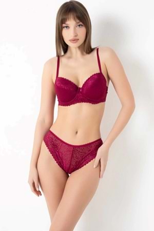 Kadın Desteksiz Sütyen Takım Bordo