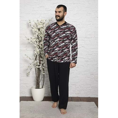 Erkek İnterlok Pijama Takım Bordo